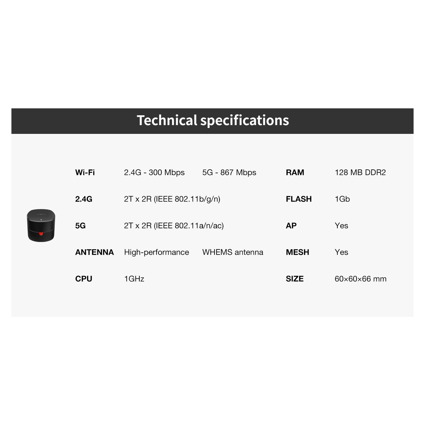 The Bee – Mesh Wi-Fi node, adds up to 500 sq. ft.